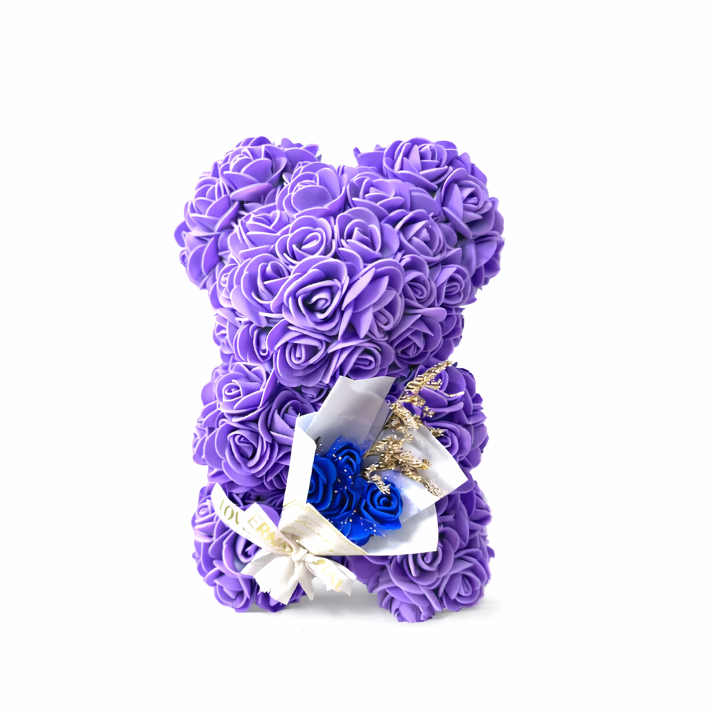 Fioletowy Miś z Kwiatów z Podświetleniem LED