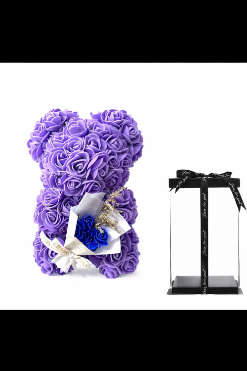 Fioletowy Miś z Kwiatów z Podświetleniem LED