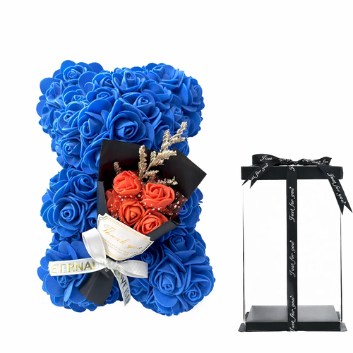 Niebieski Miś z Kwiatów z Podświetleniem LED